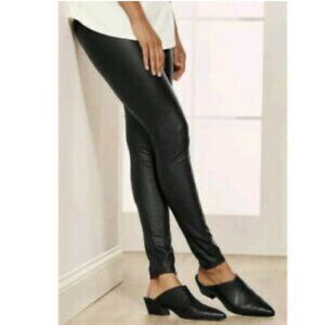 Soft Surroundings size Small Black Faux Leather Leggings